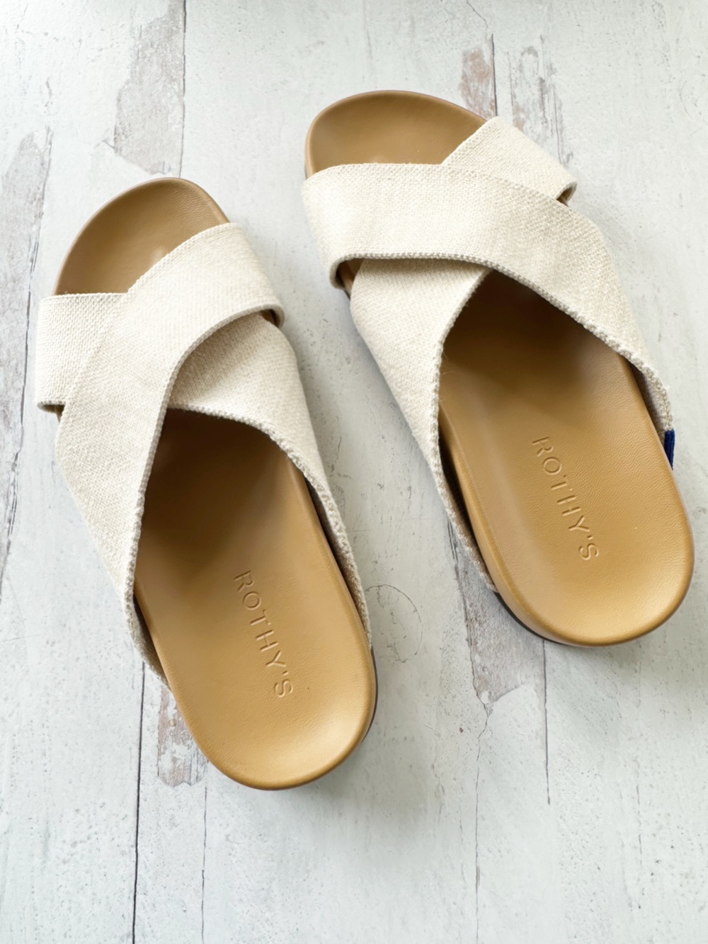 Rothy's Cream Cross-Strap Slide Sandals - Picture 7 of 9